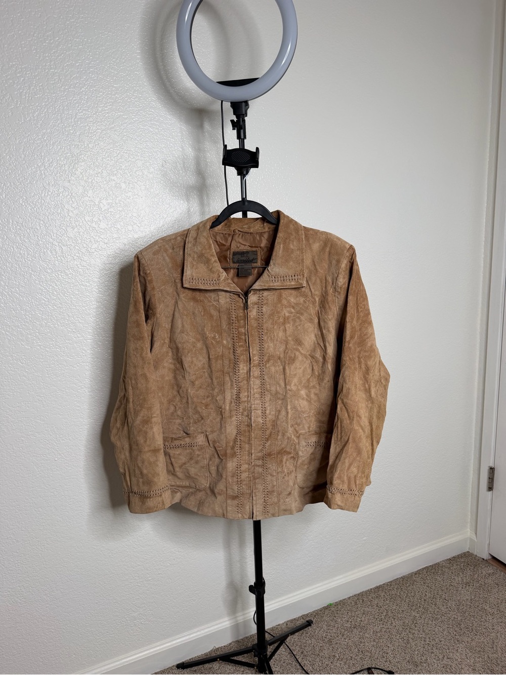 The Limited Tan Suede Zip Jacket
